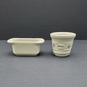 Longaberger Ivory Sugar Packet Holder Caddy Heritage Green Votive Candle Holder